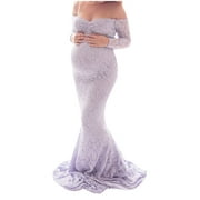 AKAFMK Summer Maternity Clothes,Maternity Dresses,Ladies Fashion Sexy Mesh Lace Long Sleeve Photography Mopping Long Dress