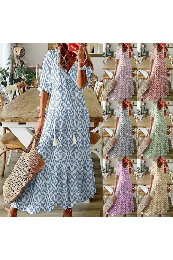 Summer Maternity Clothes,Short Sleeves Maternity Dresses,Fashionable Women's Casual Spring/summer V-neck Short Sleeved Printed Dress Pink XXL