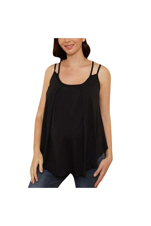 Summer Maternity Clothes,Women's Maternity Nursing Tank Tops,Nursing Maternity Top,Pregnant Women Clothes Sling Irregular Shirt Nursing Top