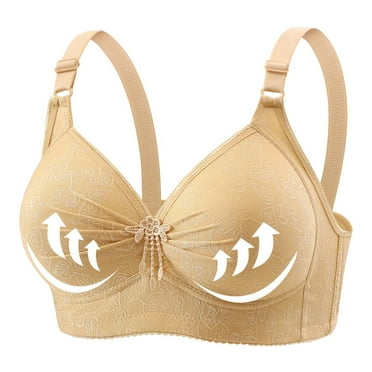 AKAFMK Summer Savings Clearance 2024! for Womens Plus Size Bra,Woman's Lace Flower Gathered Together Large Size Daily Bra Underwear No Rims Beige XXXXL
