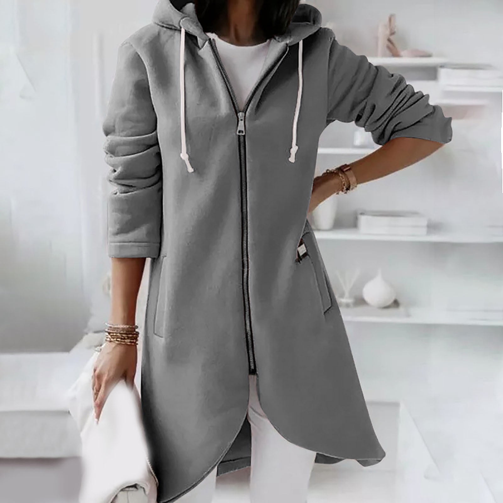 AKAFMK Summer and Winter Fashion Long Trench Coat,Womens