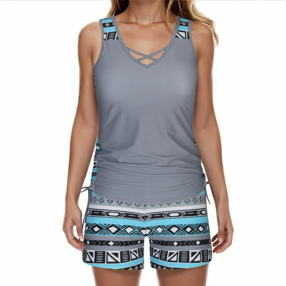 Summer Savings Clearance 2024! AKAFMK Tankini Swimsuits for Women Tummy Controled Bathing Suits,Women's Fashion Swim Skirt Solid Color Large Size Suspender Swim Skirt