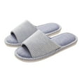 thumbnail image 1 of AKAFMK Winter Slippers for Women,Fashion Couple Casual Linen Round Head Stripe Comfy Casual Flops Home Shoes, 1 of 3