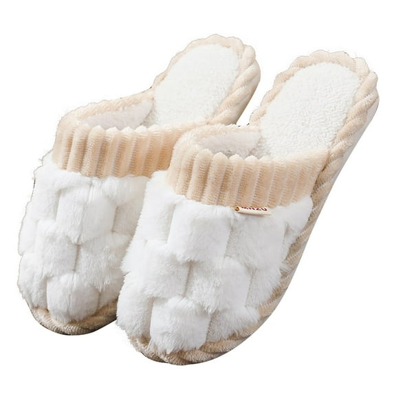 AKAFMK Winter Slippers for Women,Women's Color Blocking Plush Warm Home Indoor Fashionable Thick Bottom Slippers