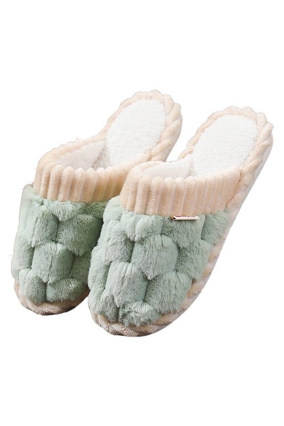 Winter Slippers for Women,Women's Color Blocking Plush Warm Home Indoor Fashionable Thick Bottom Slippers