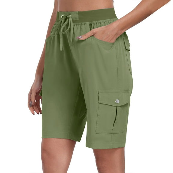 AKAFMK Women's 9" Inseam Shorts,Womens Shorts With Pockets Loose Casual Dressy Lightweight Ladies Baggy Cargo Short Pants for Hiking