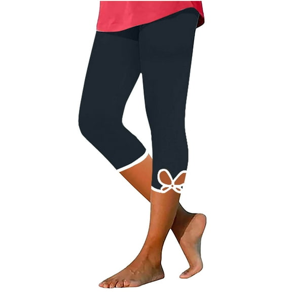 AKAFMK Women's Capris Knee Length Leggings High Waisted Stretch for Casual Summer Yoga Workout Exercise