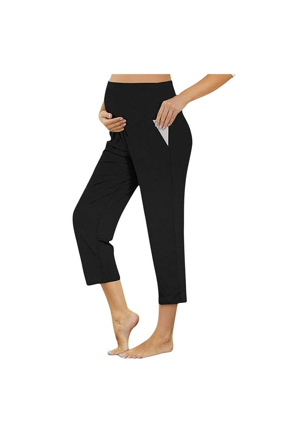 Women's Maternity Shorts Over Belly,Maternity Summer Clothes,Spring and Summer Pregnant Woman Thin Solid Mother Casual Comfortable Elastic Capris Pants