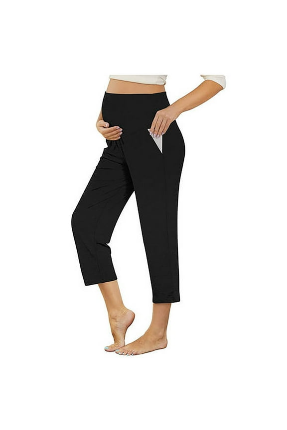 Women's Maternity Shorts Over Belly,Maternity Summer Clothes,Women's Fashion Casual Temperament Solid Micro Pull Slim Flare Trousers Pants