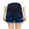 thumbnail image 1 of AKAFMK Women's Materntiy Denim Shorts Over The Belly,Mother Woman Fashion Solid Color Elastic Waist Pockets Shorts Jeans, 1 of 5