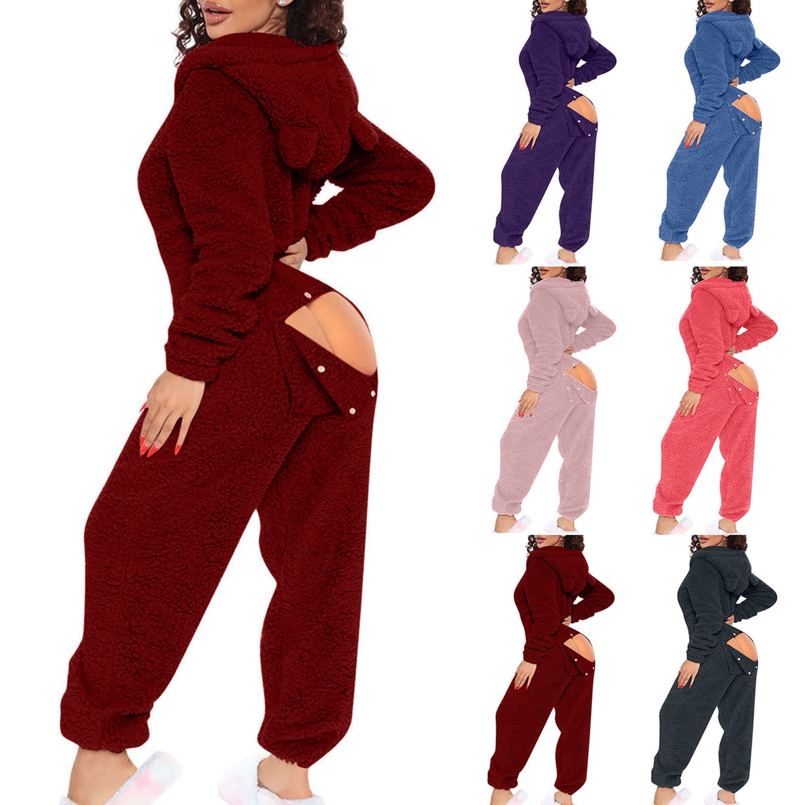Fall Savings AKAFMK Women's Onesie Pajamas,Women's Winter Ear Buttoned ...