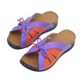 thumbnail image 1 of AKAFMK Women's Sandals and Slides,Summer Foreign Trade Large Size New Line Wedge Heel Thick Bottom Bow Hollow Beach Slippers, 1 of 3