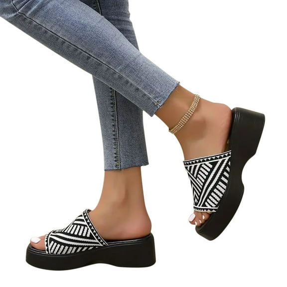 AKAFMK Women's Sandals and Slides,Summer New Large Size Fish Mouth Thick Bottom To Wear Casual Comfortable Open Toe Line Beach Slippers