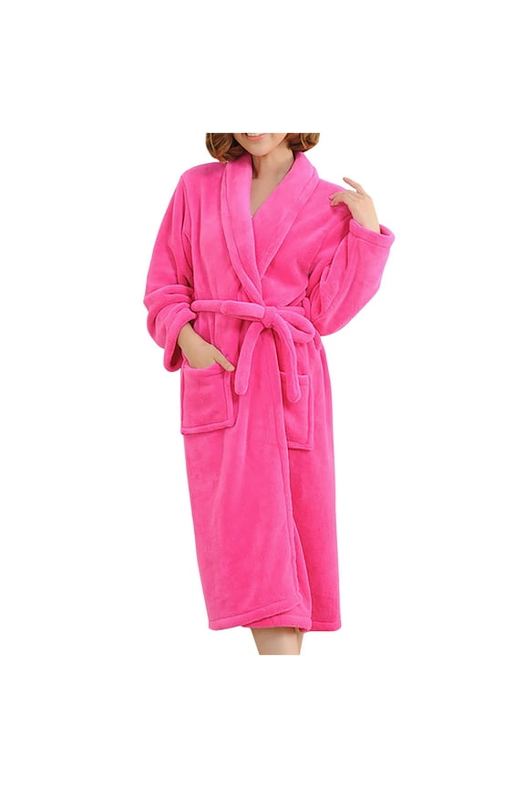 Womens Robes,Robes for Women Bathrobe Fuzzy,Women's And Men's Flannel Hooded Pajamas Bathrobe Long Pajamas Lovers' Home Clothes Hot Pink