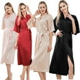 thumbnail image 1 of AKAFMK Womens Robes Clearance Sale,Silk Robes for Women,Women's Solid Color Home Wear Casual V-neck Belt Half Sleeve Pajama Dress, 1 of 4