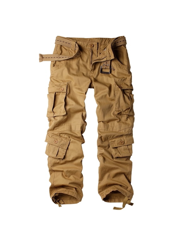 Men's Camo Cargo Work Pants Cotton Tactical Ripstop Casual Utility Pants with 8 Pockets