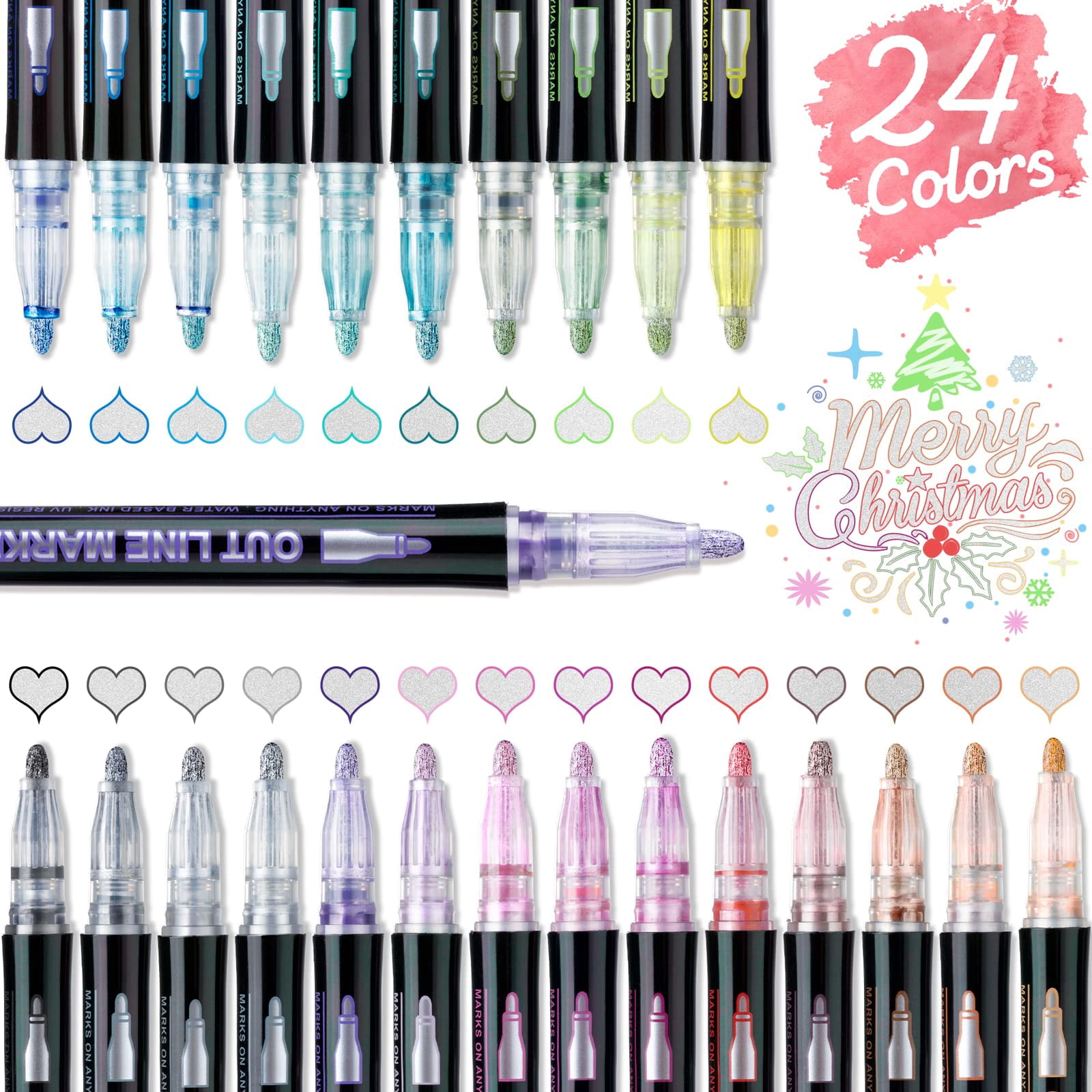 Shimmer Outline Marker Doppelseitig - 8er Set Malstifte Zeichenmarker