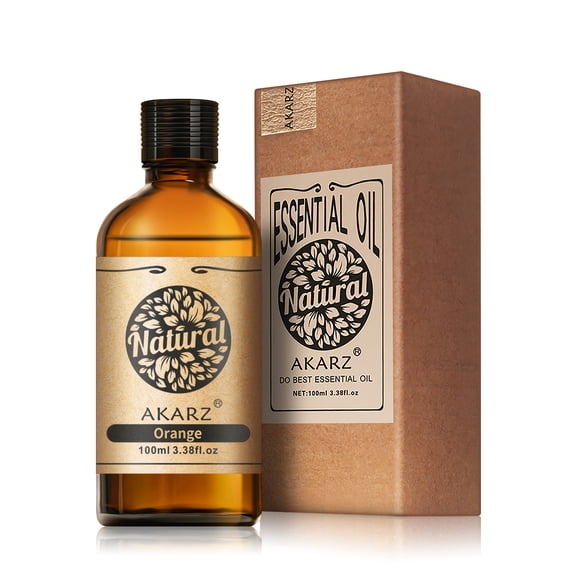 AKARZ Orange Essential Oils 3.38 fl.oz./100ml Pure And Naturel Aromatherapy Face Body Skin Care Massage Aroma Perfume Oil