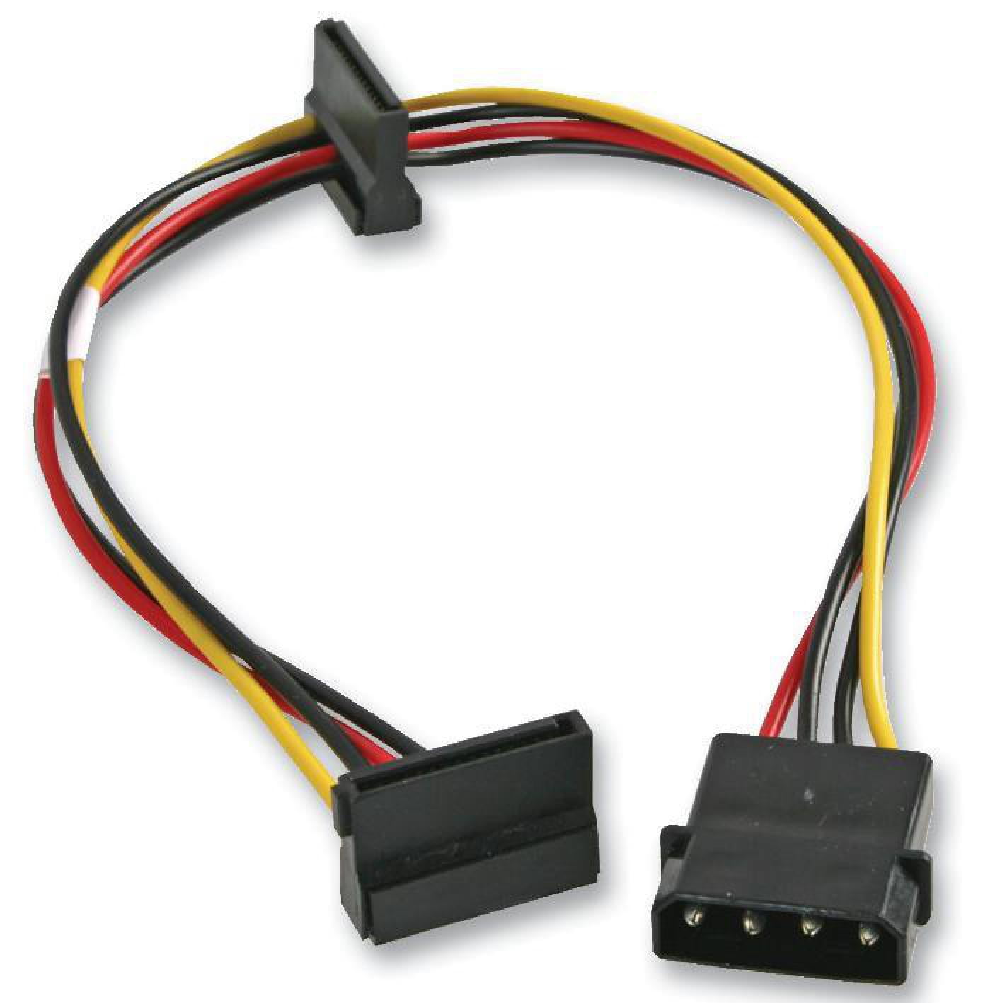 AKASA - 4 Pin Molex to 2x 15 Pin SATA Power Lead, 35cm