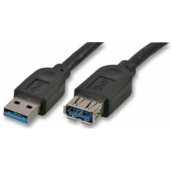 AKASA - USB 3.0 A Male to A Female Lead, 1.5m Black