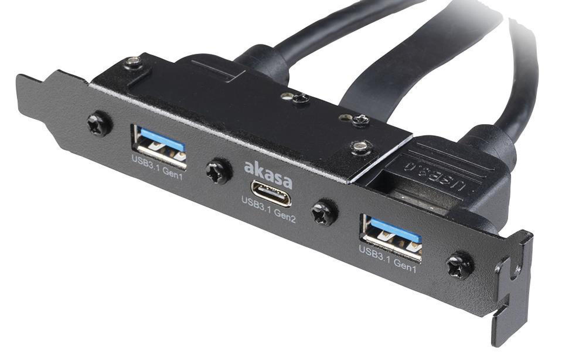 AKASA USB 3.1 Gen 1 & Gen 2 Adaptor Cable with PCI Bracket 1x USB-C 2x USB-A  