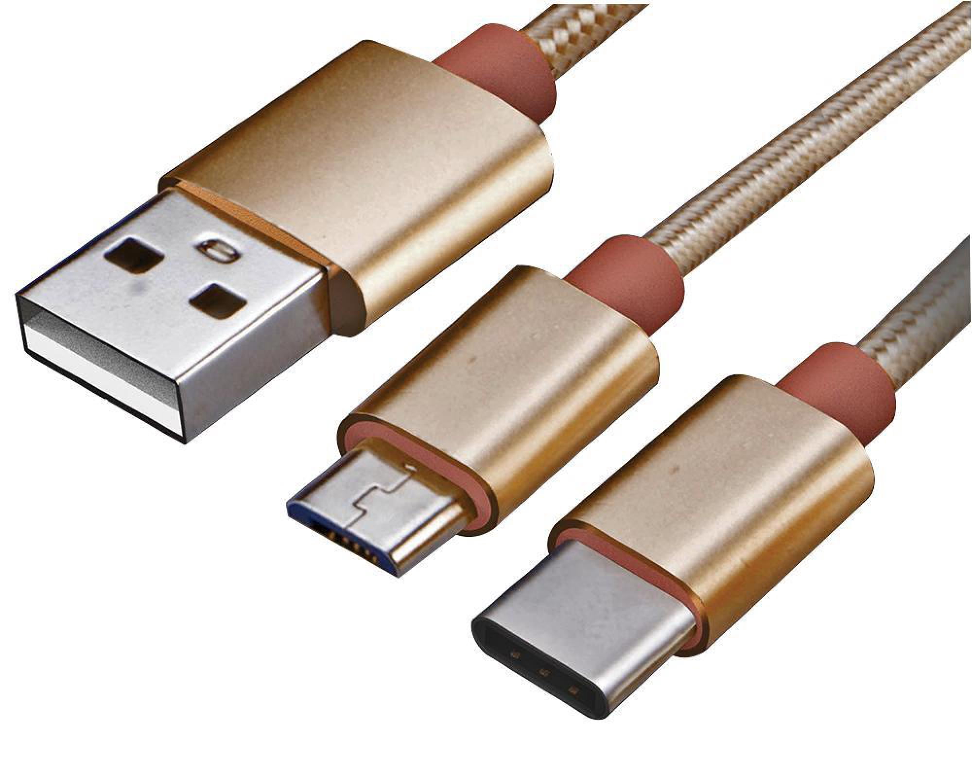 AKASA - USB-C / Micro USB 2-in-1 USB 2.0 Charge & Sync Cable, 1.2m