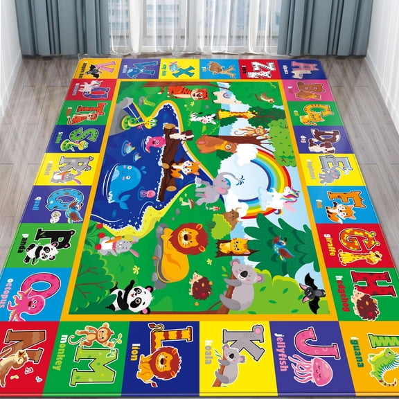 AKASISRUG Baby Mat for Floor, Baby Kids Play Mat Rug, Playmat Baby Crawling Mat for Floor, Tummy Time Mat, Non-Toxic Non-Slip Foldable Kids Rugs for Playroom