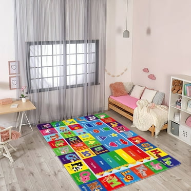 AKASISRUG Baby Play Mat Kids Rug for Playroom, Floor Mat for Toddlers, Playtime Collection ABC, Numbers, Animals Educational Area Rugs for Kids Room Classroom