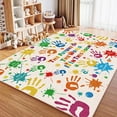 thumbnail image 1 of AKASISRUG Modern Handwoven Colorful Handprints Play Area Rug, 78.7x59 Inch, Non-Slip & Washable, 1 of 8