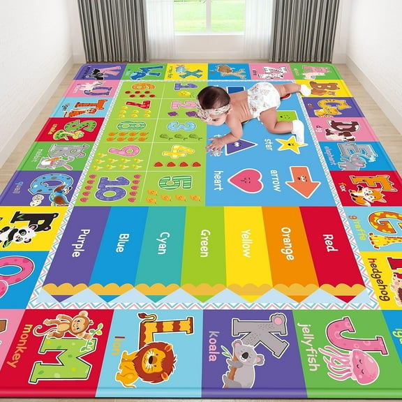AKASISRUG Kids Play ABC Educational Area Rug, Alphabet Animal Soft Non-Slip Kids Rug Carpet 110X78.7 INCH