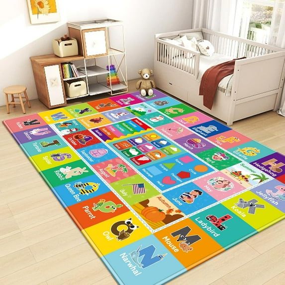 AKASISRUG Kids Rug,ABC Alphabet Educational Learning Rug,Toddler Baby Mat, 59X39.4 INCH