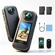 AKASO 360 Action Camera, 5.7K 360 Video with 1/2" 48MP Sensors, 72MP 360 Photo, 360-SuperSmooth, 360  Horizon Lock, AI Tracking Standard Combo