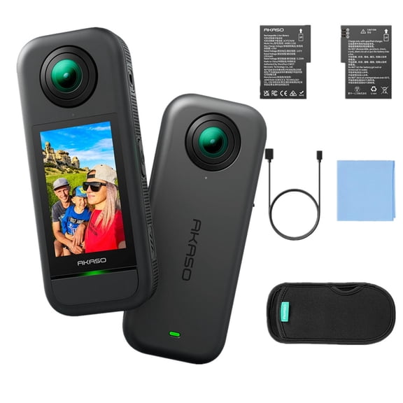 AKASO 360 Action Camera, 5.7K 360 Video with 1/2" 48MP Sensors, 72MP 360 Photo, 360-SuperSmooth, Invisible Selfie Stick Effect, 360° Horizon Lock, AI Tracking Standard Combo