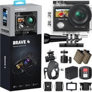 AKASO Brave 4 Action Camera 4K 30fps 20MP Ultra HD Video Camera with 2 Batteries, Remote Control, Bike Handlebar Clamp Mount