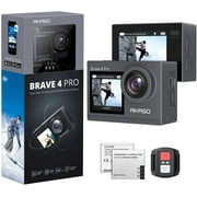 AKASO Brave 4Pro 4K Action Camera, 5X Zoom Wifi Waterproof Camera 131 Feet Underwater Camera W/ 2.0 EIS,Touch Screen, Support External Mic&Remote Control