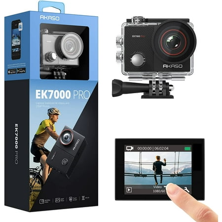 AKASO EK7000 Pro 4K Action Camera with Touch Screen EIS Adjustable View Angle Web Underwater Camera 40m Waterproof Camera Remote Control Sports Camera with Helmet Accessories Kit