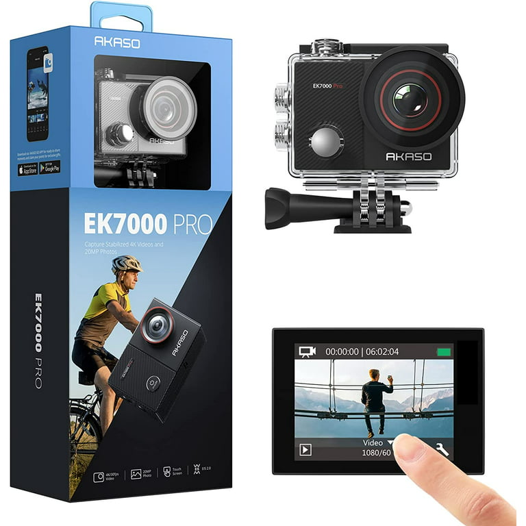 AKASO 4K Action Camera EK7000 Pro Touch Screen Sports Camera EIS Adjustable  View Angle 40m Waterproof Camera Remote Control