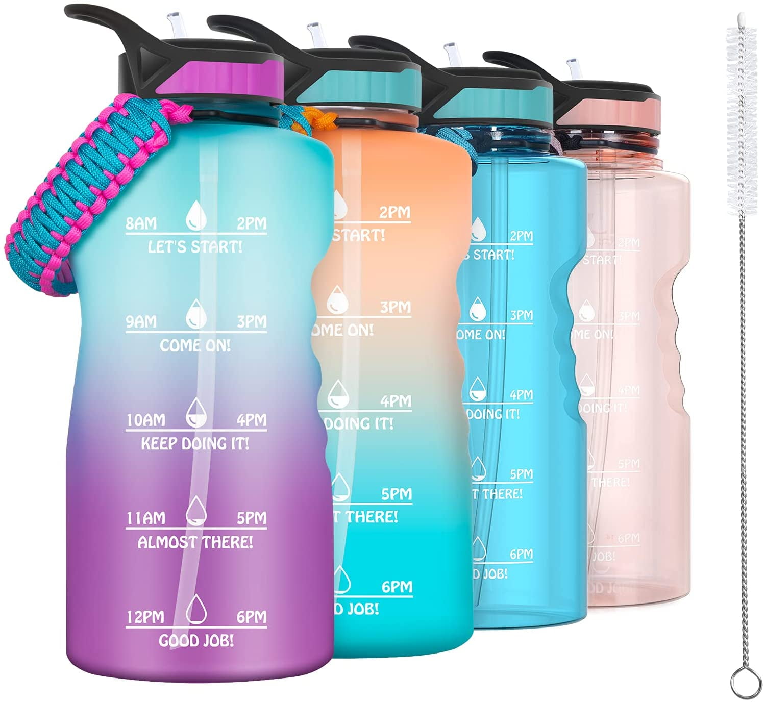 AKASO Half Gallon/64oz Motivational Water Bottle with Straw & Time ...