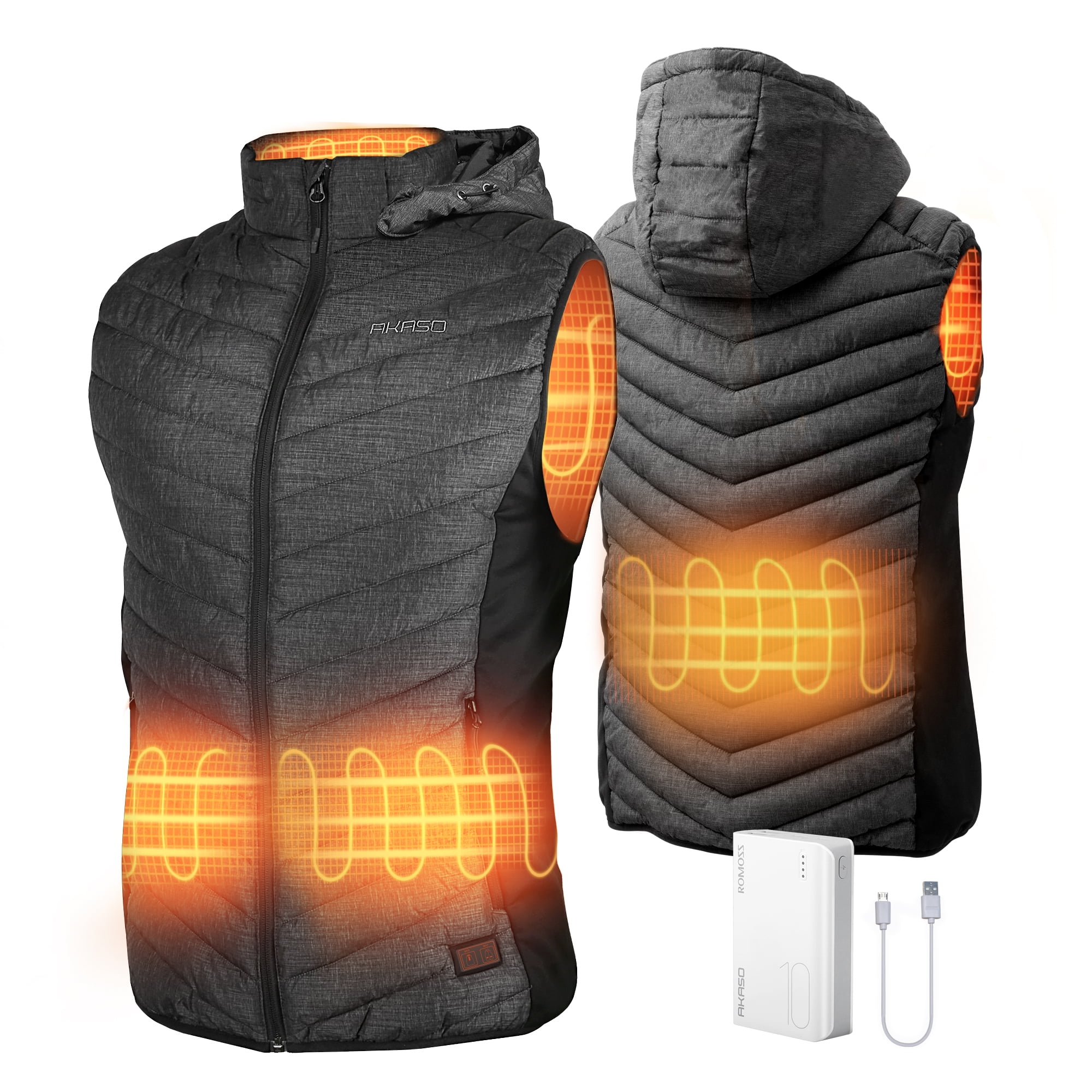  Mens Heated Vest With Massage Battery Included Usb Rechargeable  Waterproof Heated Riding Vest For Men Fishing Black M : Sports & Outdoors