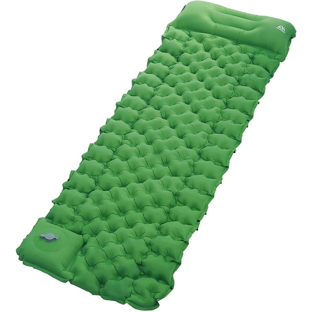 AKASO Sleeping Pad for Camping W/ Pillow, Self Inflatable Sleeping Mat by Foot Pump, Ultralight Waterproof Air Mattress