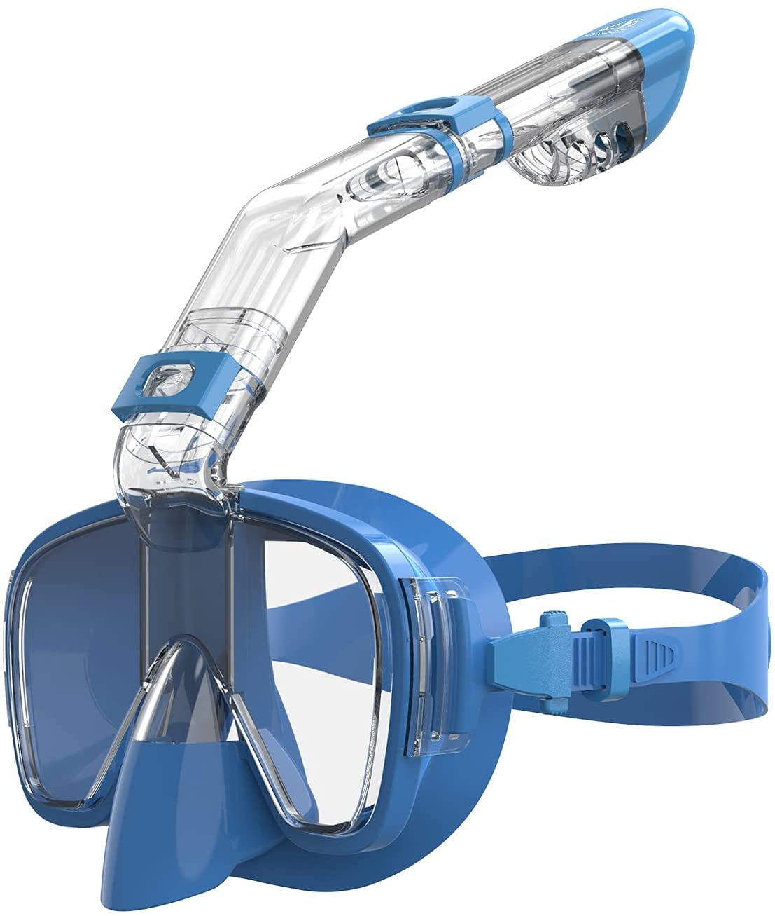 AKASO Snorkel Mask Broad View Anti-Fog Anti-Leak for Adults and Younger (Light Blue)