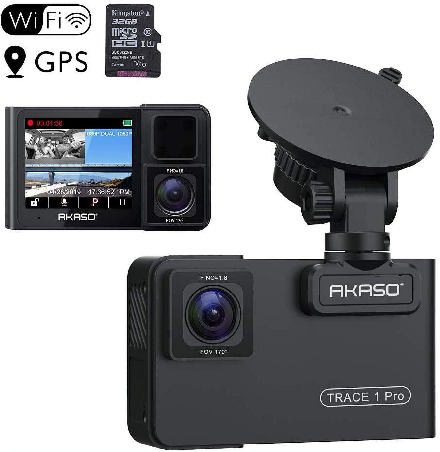 Dash Cam Dashboard Recording Camera AKASO V1 Car Recorder 1296P FHD GPS  G-Sensor WiFi with Phone APP Night Vision Loop …