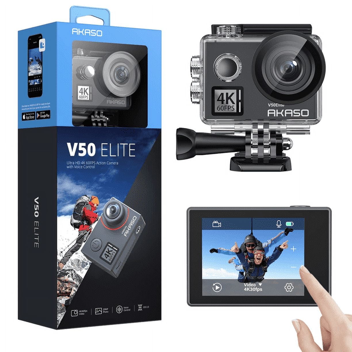 AKASO V50 Elite 4K Action Camera, 60fps 8X Zoom Sports Camera EIS