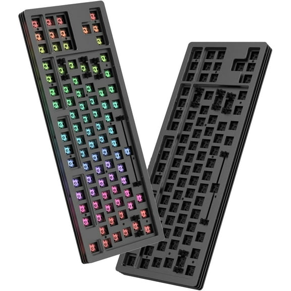 AKC087 75% Custom Keyboard Kit, 87 Keys Hot Swappable 5.0/2.4G/Wired TKL Mechanical Gaming Keyboard PCB Mounting Plate Kit, RGB Backlit Compatible with 3/5Pin Gateron/Cherry/Kailh/Otemu Switches