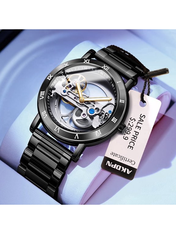 Automatic Man Watch Steel Skeleton Tourbillon Men's Watches Automatic Mechanical Stainless Steel men's wrist watch Skeleton Automatic Watches for Man Watch