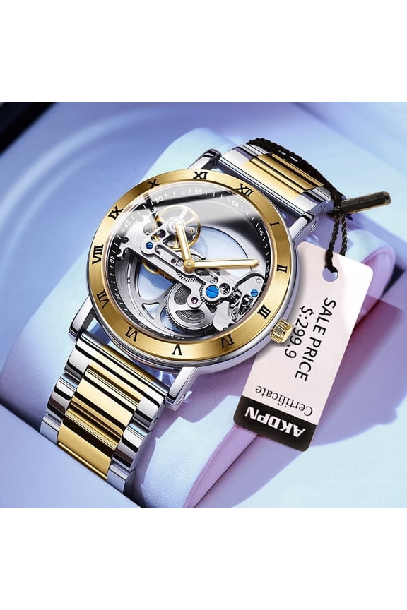 Men's Watches Mechanical Automatic Waterproof Watch Luxury See Through Hollow-Out Wrist Watch Automatic Man Watch Steel Skeleton Tourbillon Automatic Watches Mechanical Watches for Man Watches