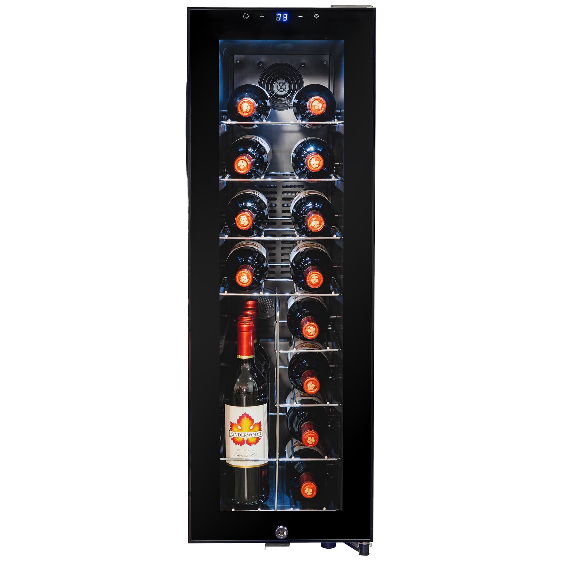 AKDY 20 Bottle Touch Panel Single Zone Chrome Wire Shelves Freestanding