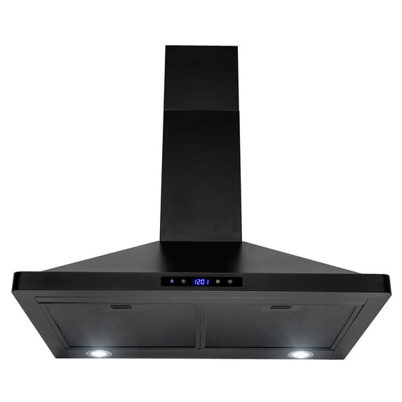 AKDY 30" Black Painted Stainless Steel Wall Mount Range Hood Touch Panel Mesh Filters Kitchen Vent