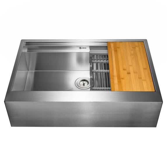 AKDY 33"x22"x9" Apron Farmhouse Handmade Stainless Steel Kitchen Sink