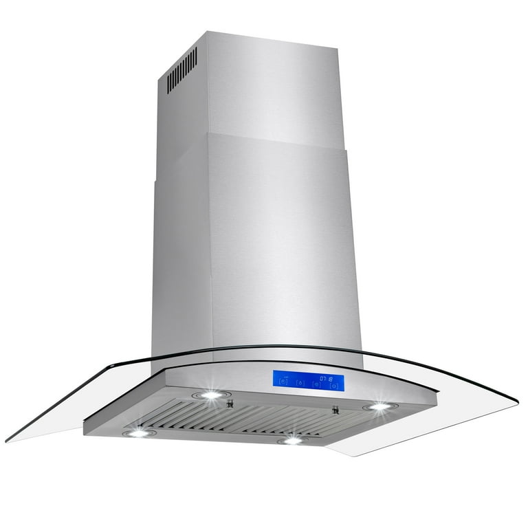 AKDY 36 Stainless Steel Island Mount Range Hood with Tempered Glass Touch Panel Kitchen Cooking Fan Walmart